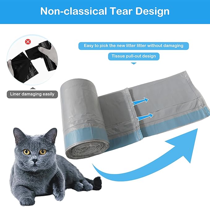 50 Count Cat Litter Box Liners Compatible with Robot 4 & 3 Liners for Self Cleaning Litter Box Replacement Cat 25.2" x 15.75" Waste Bags Litter Bags