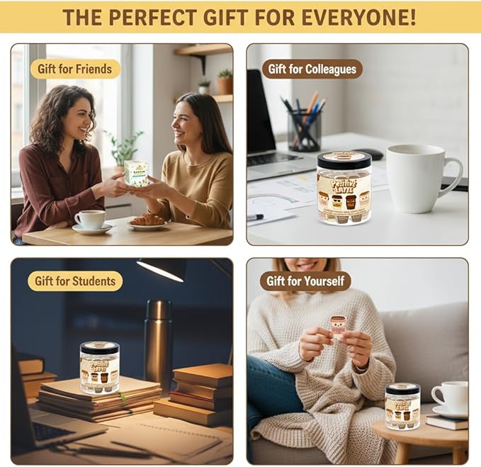 Positive Latte Jar with 60 Affirmation Cards, Emotional Support Latte Coffee, Funny Christmas Coffee Lover Themed Gift for Women, Men, Wife, Husband, Mom, Dad, Friends, Coworkers