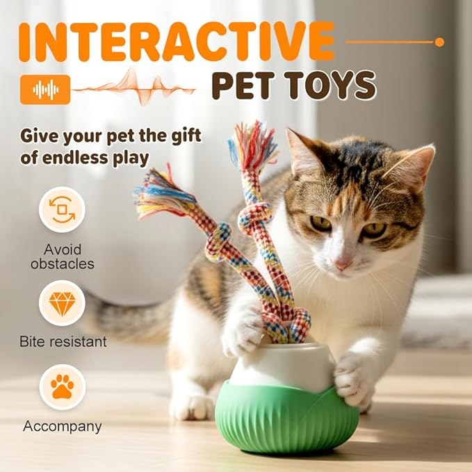 2026 New Interactive Dog Toys, Automatic Moving Interactive Cat Toy with 3 Speed Modes, USB Rechargeable Smart Motion Rolling Ball with Tail Rope, Indoor for Small Medium Large Dogs (Green *2)