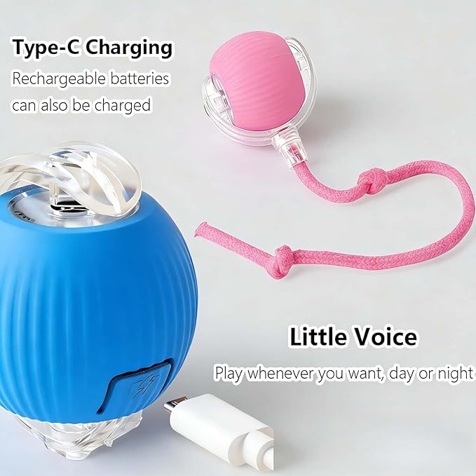 Interactive Rotating Cat Ball Toy, 360 Smart Rolling Ball Electric, Automatic Moving for Cats & Kittens (Blue)