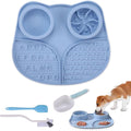 Silicone Slow Feeder Dog Bowls & Cat Bowls, 2 Cups Small Pet Food Bowl with Non-Slip Suction Base, Food-Grade Safe Puzzle Feeder for Small & Medium Dogs & Indoor Cats (Bowl & Lick Mat (Blue))
