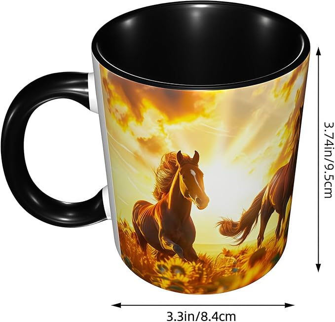 Horse Coffee Mug Funny Ceramic Tea Cup Novelty Presents for Women Men Home and Office Birthday Microwave Dishwasher Safe 11oz