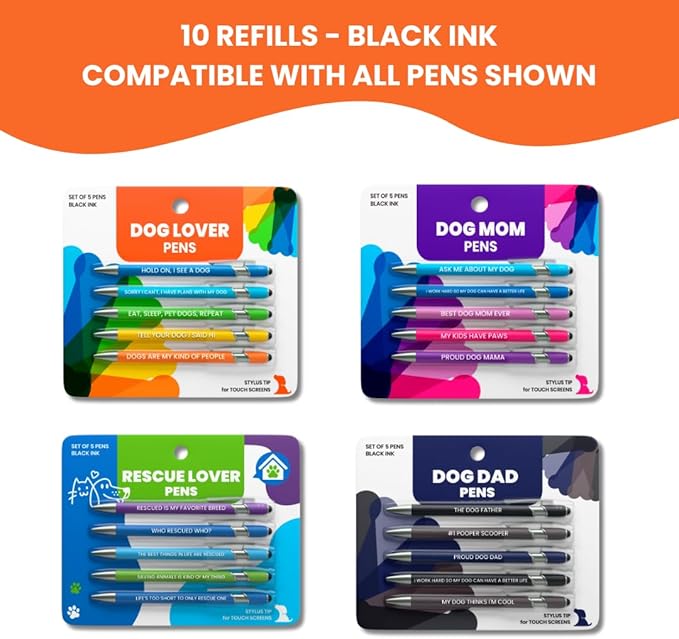 rubyloo 10 Piece Pen Refill: Black