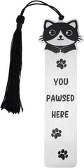 Cute Cat Bookmark, Zinc Alloy Kitten Paw Print Bookmarks Reading Gifts for Cat Lovers Funny Black Kitten Book Marks Animal Bookmark Gifts Book Accessories for Reading (Style A)