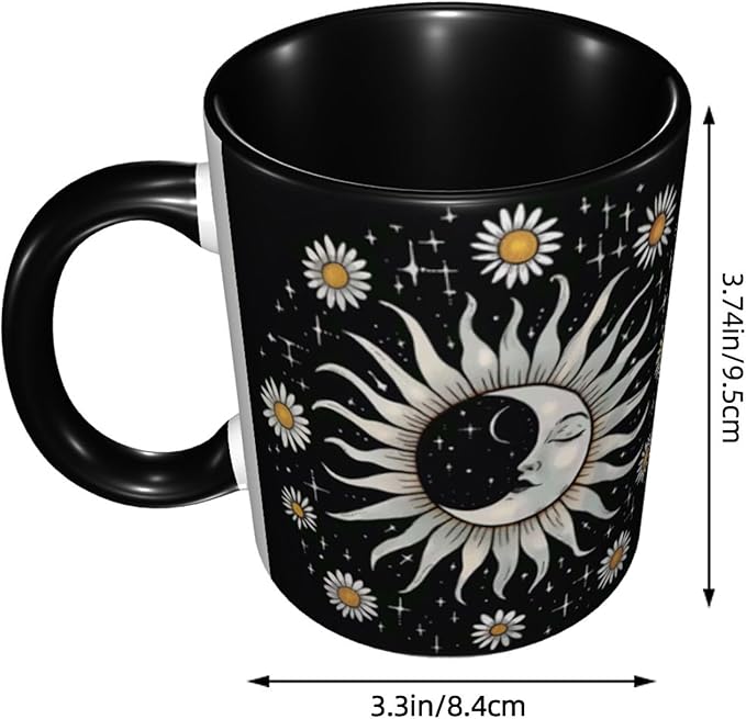 Moon and Sun Coffee Mug 11oz Ceramic Tea Cup With Handle Funny Porcelain Mugs for Women Dishwasher Microwave Safe
