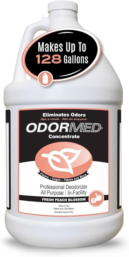 Odorcide Odormed Odor Eliminator Concentrate - Pet Odor Eliminator for Strong Odor on Floors, Walls, Cages & More - All-Purpose with Safe, Non-Enzymatic Formula (1 Gal, Fresh Peach Blossom)