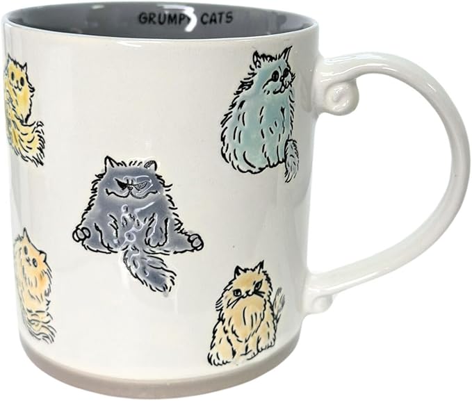 Cat Lovers Mug, Various Cute Kittens Pattern Mug, Cat Coffee Mug Funny Ceramic Tea Cup Novelty Gifts for Office and Home Women Girls Men, Dishwasher Microwave Safe (White, 17oz)