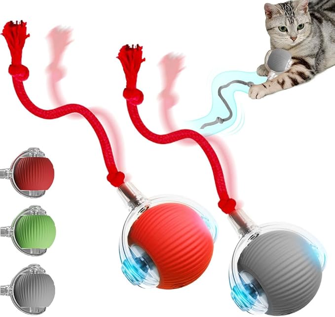 Yilia Interactive Cat Toys for Indoor Cats, 2026 Upgrade Kitten Toys to Relieve Boredom for Indoor Cats, mart Automatic Electric Balls Toys for Bored Cats Dogs (GR+RD)