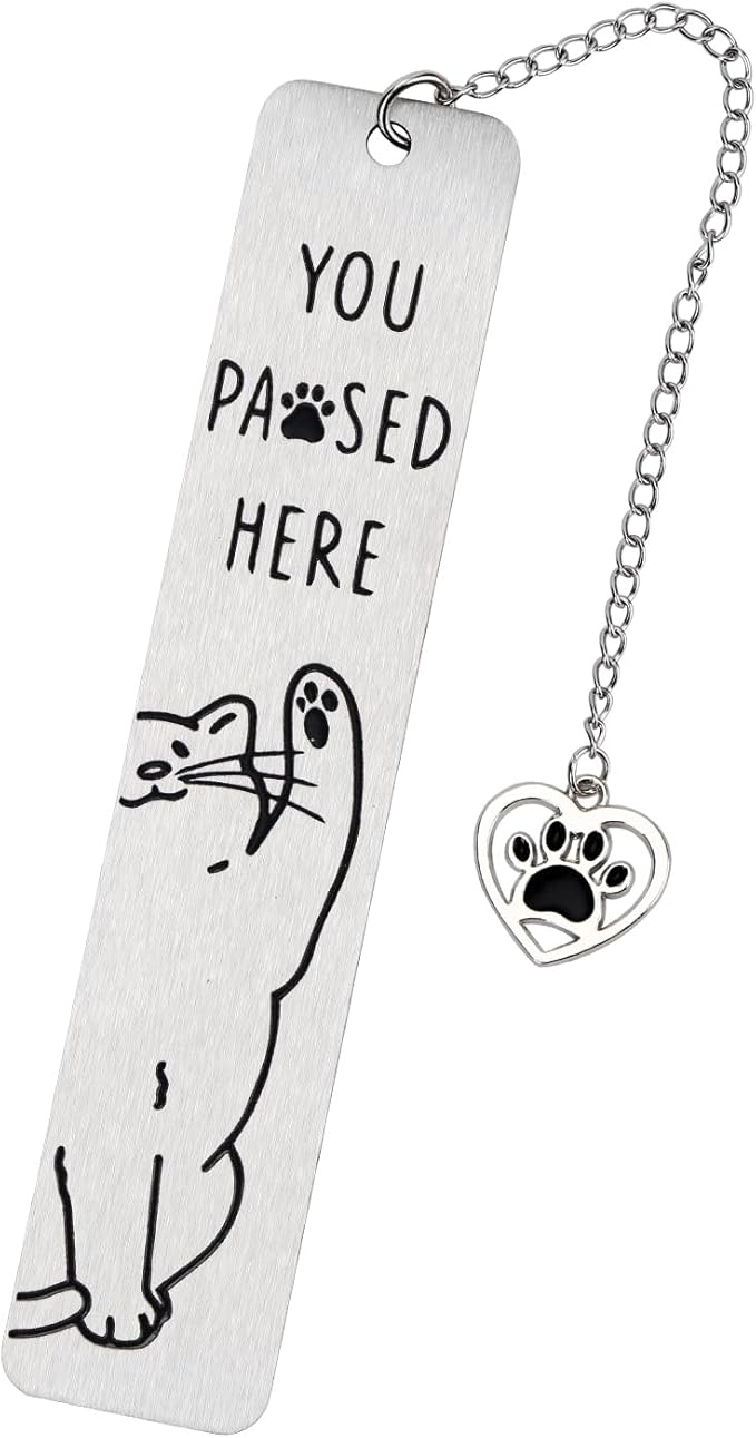 Cute Cat Bookmark, Zinc Alloy Kitten Paw Print Bookmarks Reading Gifts for Cat Lovers Funny Black Kitten Book Marks Animal Bookmark Gifts Book Accessories for Reading (Style D)