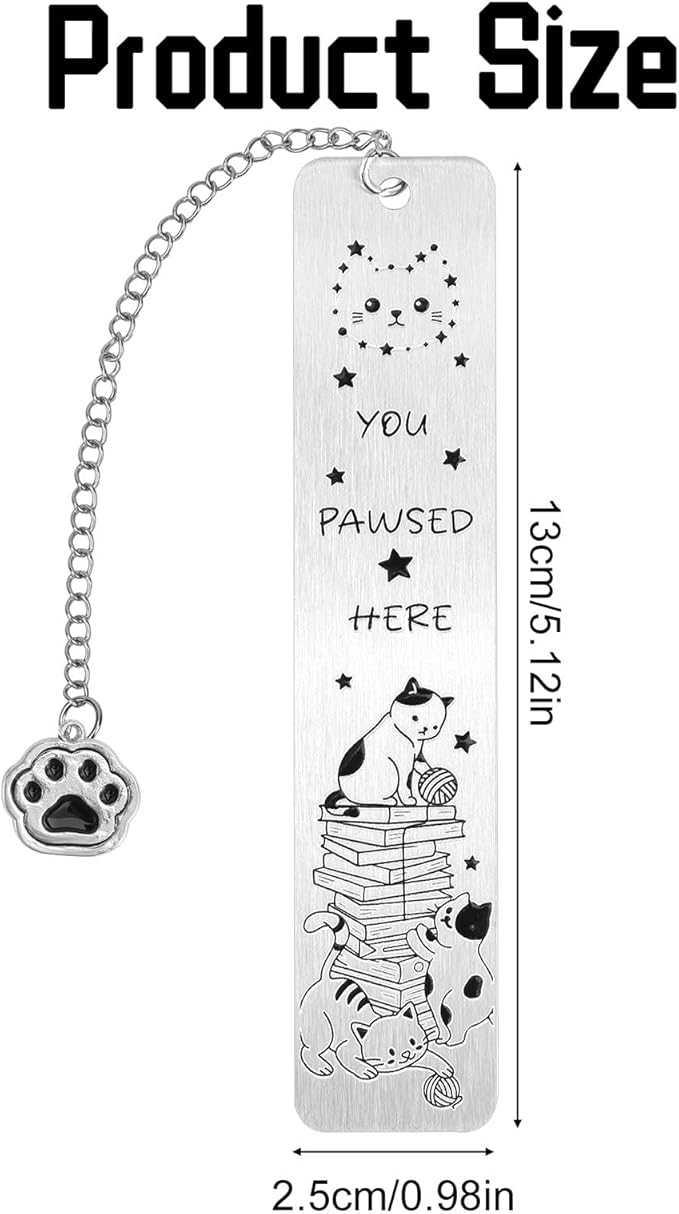 Cat Bookmark, Zinc Alloy Metal Aesthetics Kitten Book Mark for Reading Women Funny Gift Cute Reading Accessories for Men Women Cat Lovers Book Lovers