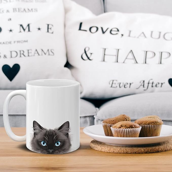 MUGBREW Seal Point Ragdoll Cat Ceramic Coffee Mug Tea Cup, 11 OZ