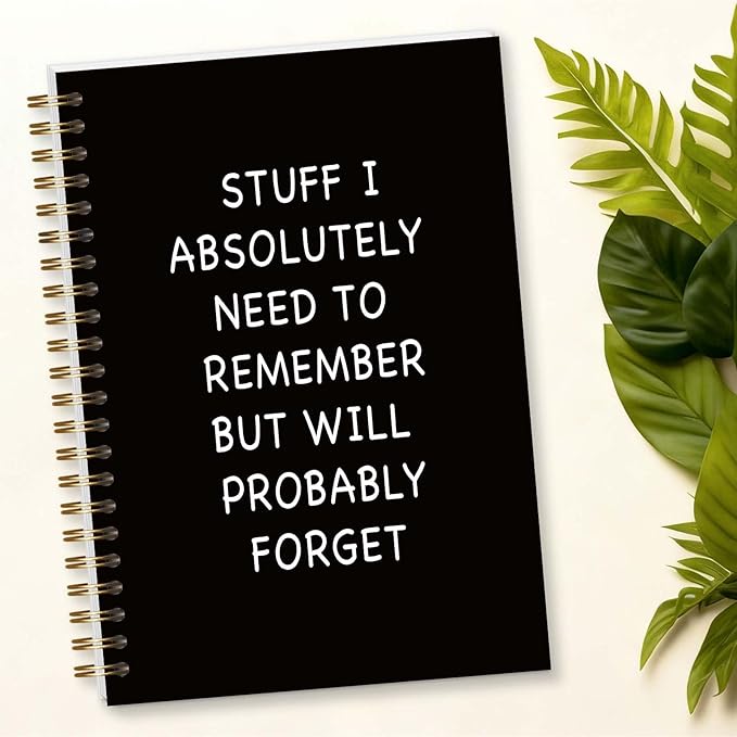 Funny Spiral Notebook, Funny Gifts for Coworker Women Men, Black Hardcover Notebook for Work, 5.5x8.3 Inch - A19