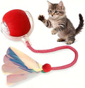 JBD Interactive Cat Toy Ball for Indoor Cats - Silent Automatic Rolling & Self Moving Electric Kitten Toys, USB Rechargeable Smart Ball with Tail, Motion Activated Hunting Exercise for Bored Cats Red