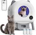HIMIX Self-Cleaning Litter Box, Automatic Cat Litter Box Robot with APP Control and Safety Protection for Multiple Cats, 105L Extra Large Smart Litter Boxes with 3 Roll Trash Bags