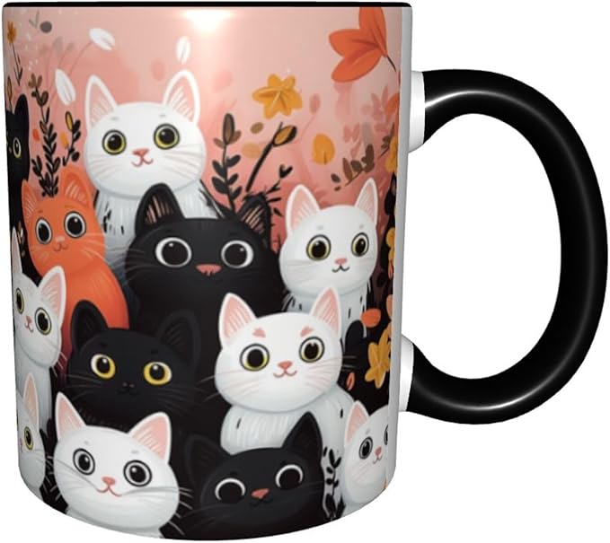 Cat Coffee Mug Funny Ceramic Tea Cup With Handle Dishwasher Microwave Safe for Women 11oz Porcelain Mugs