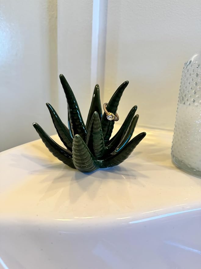 PUDDING CABIN Succulent Ring Holder, Ring Stand, Ring Display & Organizer, Cactus Aesthetic Preppy Room Decor, Birthday Gift for Women Friends, Christmas Green Room Decor