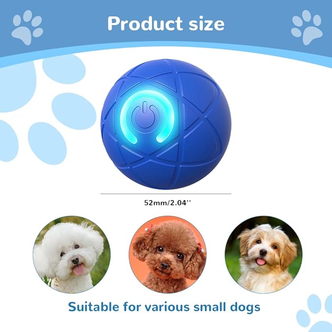 Interactive Dog Toys for Small Dogs, Dog Balls Cat Toys Rolling Ball for Puppy Small Medium Dogs and Cat, Self Moving Jumping Bouncing and Rotating Toy to Keep Them Busy (Blue)