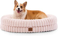 ChiXnuggle Dog Bed Large Sized Dog - Luxury Striped Faux Fur Waterproof Pet Couch with Removable Washable Cover, Orthopedic Pet Bed with Bolster Sides for Sleeping, Pink