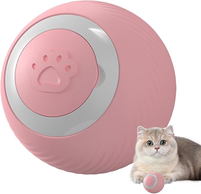 Lighted Moving Ball - Automatic Kitten Toy, Jumping Ball for Cats | Interactive Enrichment Rolling Dog Ball with Lights, Rotating Ball for Cats, Sensory Toy for Cats