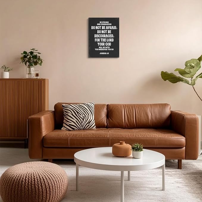 Bible Verse Framed Canvas Wall Art, Be Strong and Courageous Joshua 1 9 Wall Art Decor, Inspirational Quote Poster Modern Decor for Home Living Room Bedroom Office, Christian Gifts for Women 11.4"x15"