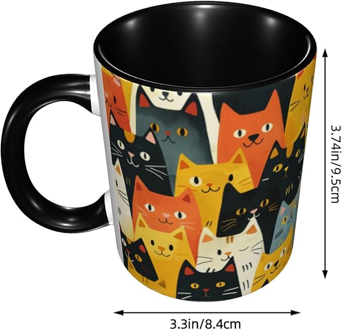 Cat Coffee Mug 11OZ Funny Ceramic Tea Cup Kitchen Decor Novelty Mugs for Home Office Travel