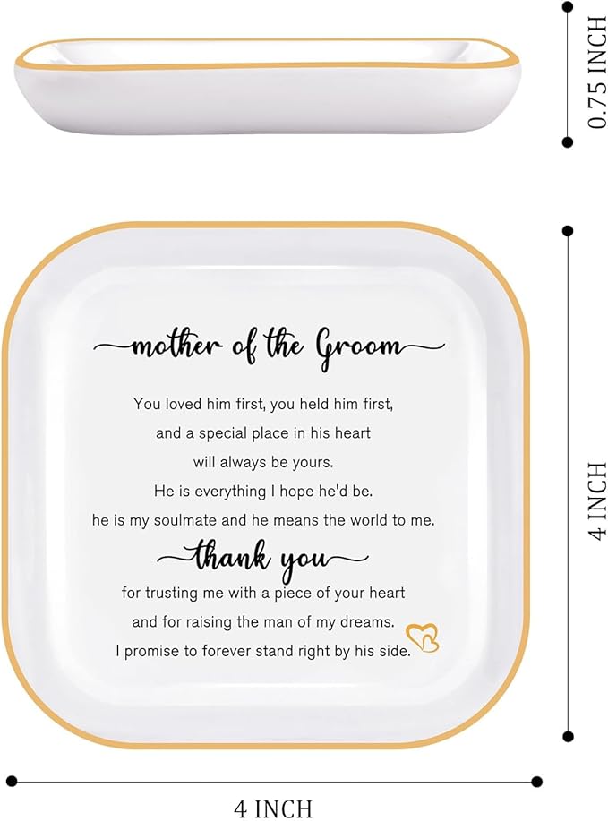 PUDDING CABIN Mother of the Groom Gift from Bride – Wedding Jewelry Dish, Thank You Gift for Mom, Mother-in-Law, Future Mother-in-Law Keepsake Jewelry Tray