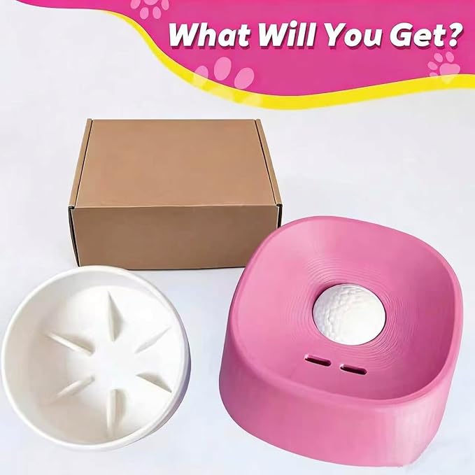 Spherical Slow-Eating Pet Liquid Bowl, Anti-Slip Slow-Eating Bowl for Licking, Used for Feeding Wet Food, Water and Snacks, Suitable for Dogs and Cats, Four Colors Licking Toys (Blue, White Ball)
