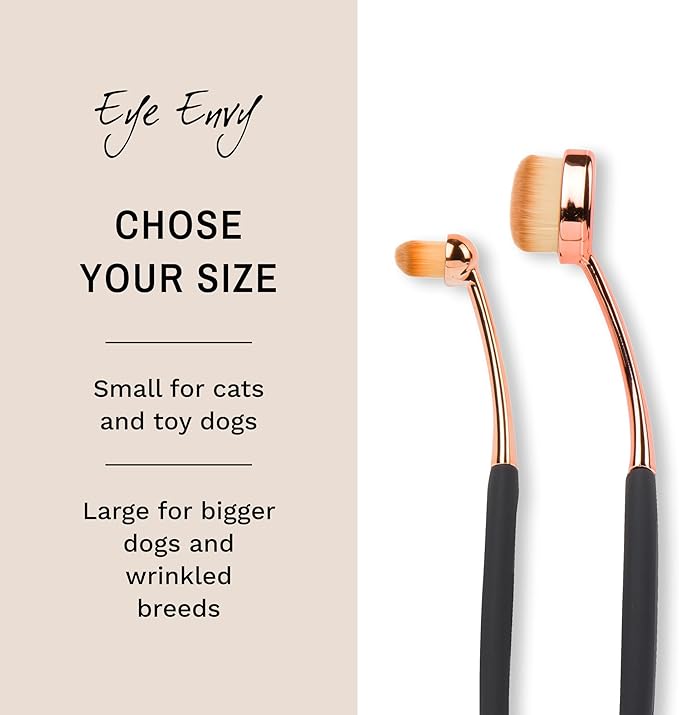 Eye Envy ProPowder Applicator Brush for Dogs and Cats | Use to Safely and Evenly Apply Tear Stain Powder | Large | Washable Superfine Fiber Hair | Long Tapered Bristles | Ergonomic Handle