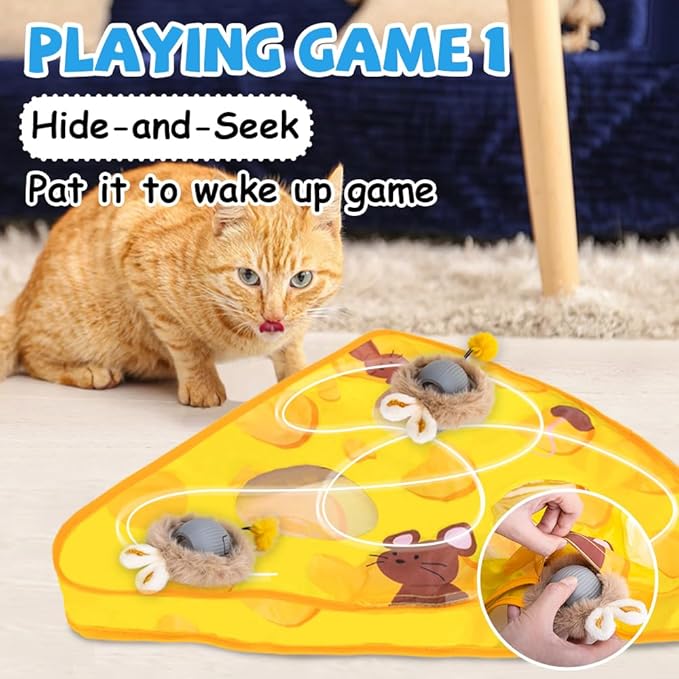 AWOOF Interactive Cat Toys for Indoor Cats,Automatic Motion Activated Moving Ball Hide and Seek Game,Cat Hunting Toy Exercise Kicker for Indoor Kitten