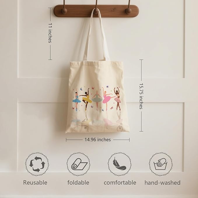 Aesthetic Canvas Tote Bag for Women - with Magnetic Snap Closure & Zipper Inner Pocket Reusable Bag for Shopping