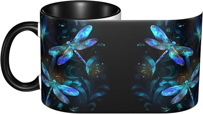 Dragonfly Cat Coffee Mug Funny Ceramic Tea Cup With Handle Dishwasher Microwave Safe for Women 11oz Porcelain Mugs