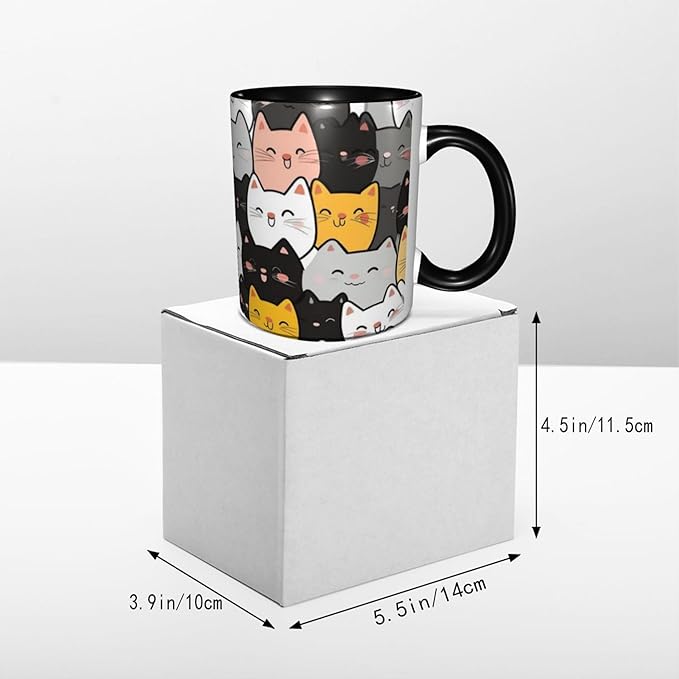 Cats Coffee Mug Funny Ceramic Tea Cup With Handle Dishwasher Microwave Safe for Women 11oz Porcelain Mugs