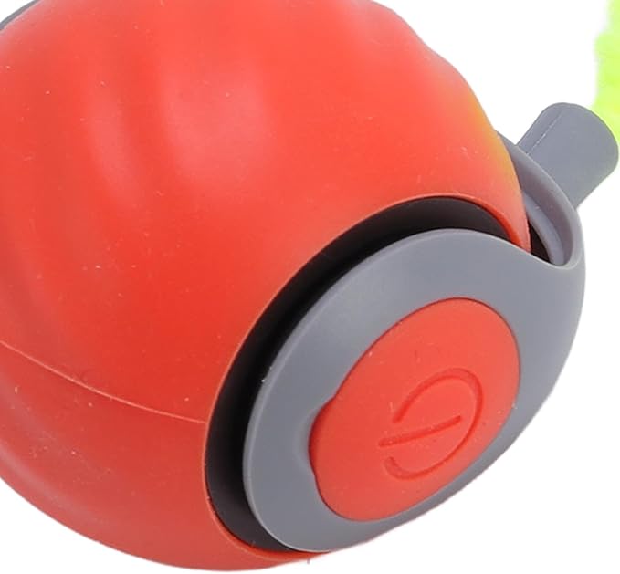 Smart Interactive Cat Ball Toy, Automatic Self Rolling, with Sound, Teeth Grinding, Bite Tough Plastic, Prevents Boredom, for Kittens, Self Play Cat Toy (Red)