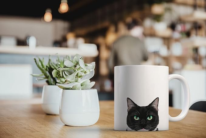 MUGBREW Tuxedo Cat White Chin Ceramic Coffee Mug Tea Cup, 11 OZ