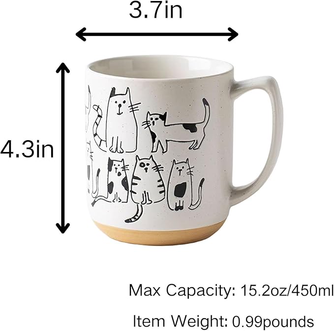 15oz Cat Lovers Mug, Various Kittens Pattern Mug, Cat Coffee Mug Funny Ceramic Tea Cup Novelty Gifts for Office and Home Women Girls Men Dishwasher Microwave Safe, White
