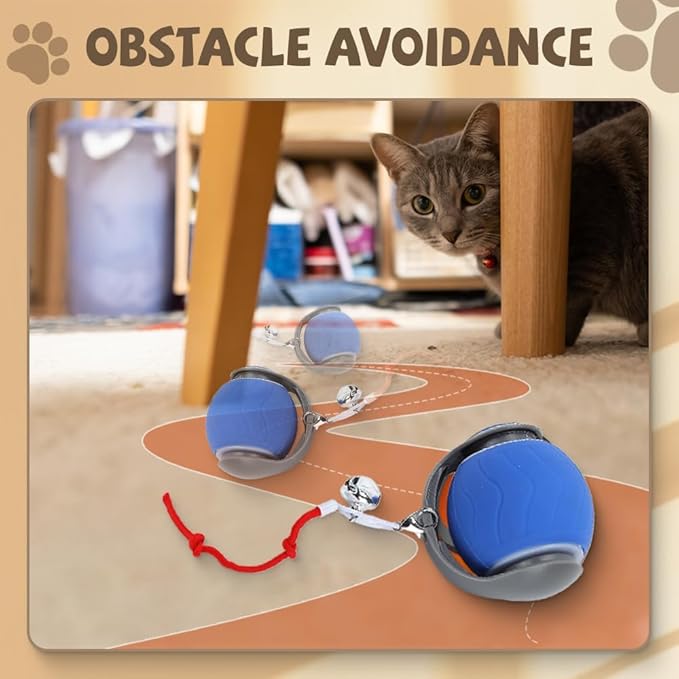 Interactive Cat Toys for Indoor Cats, 2026 Interactive Fast Moving Toys Balls, 360° Automatic Rolling Electric Ball Toy with Rope for Dogs and Cat Indoor Play (Red)