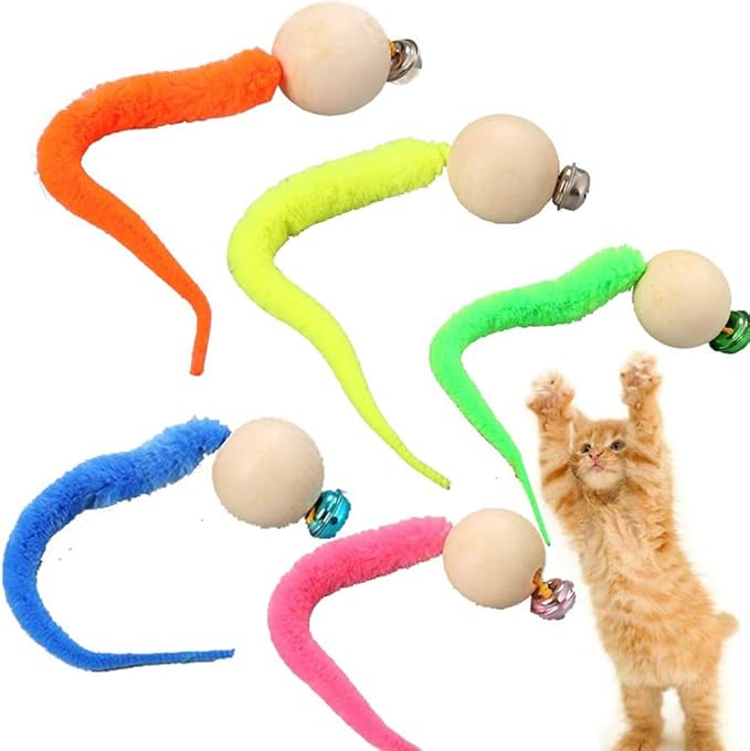 5 Pcs Interactive Cat Toy Ball,Speedy Cat Toys for Indoor Cats with Feather Tails for Chasing, Moving Stimulation Smart Cat Toy for Enrichment, Motion Activated Automatic Rolling Toys
