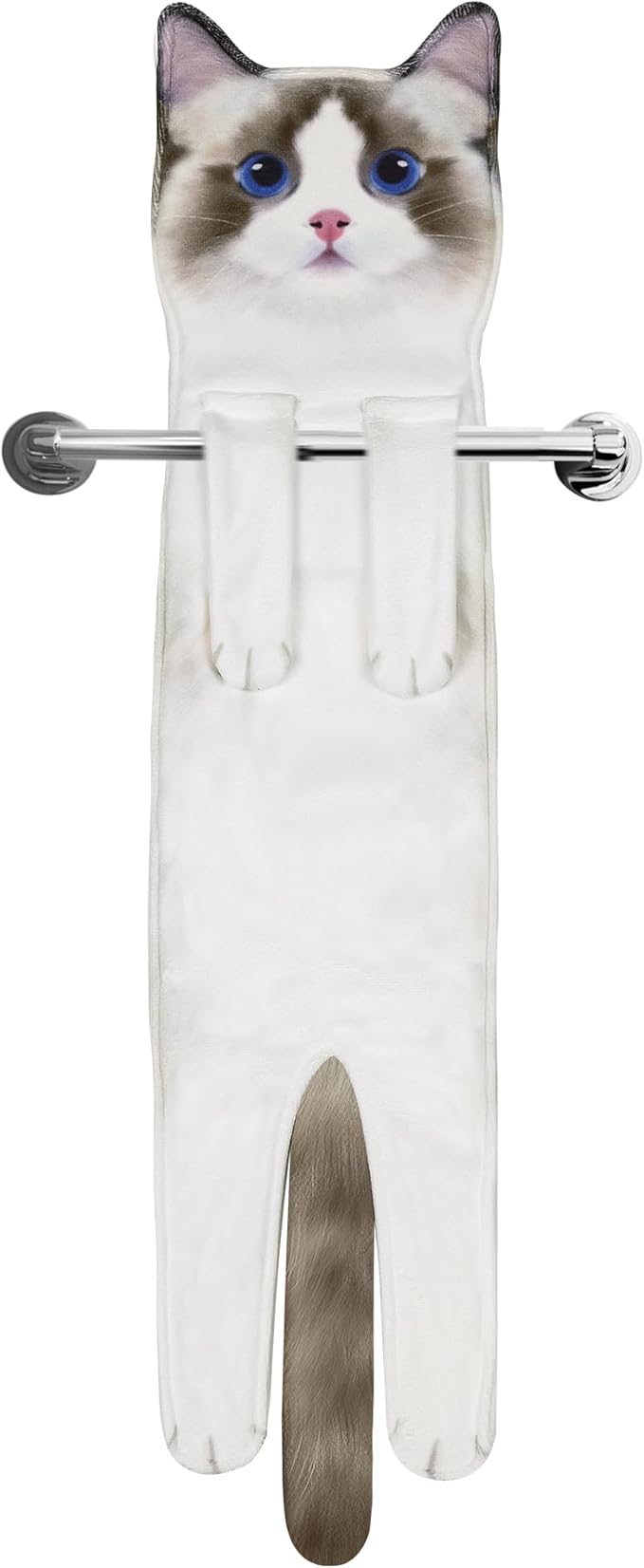 Funny Hand Towels for Bathroom Kitchen Decor - Cute Cat Hanging Hand Towel Kitchen Gadgets - Unique Housewarming Birthday Christmas Cat Lover Gift Ideas for Women Mom Lady Adults