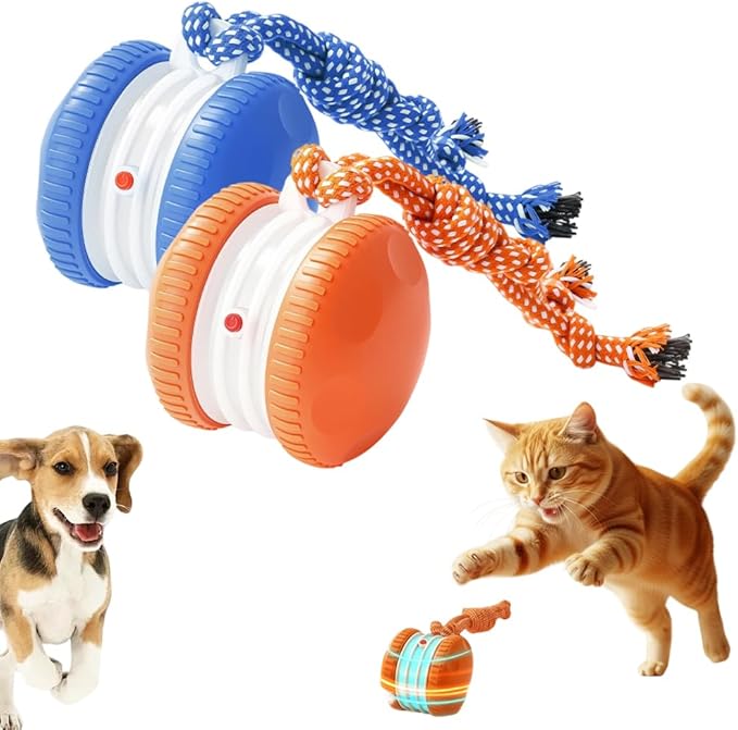Interactive Dog Toy 2026 NEW Funny Automatic Moving Rolling Dog Toys with Rope for Small Medium Large Dogs Cats, Puppy Toys Pet Ball to Keep Them Busy (2PC)
