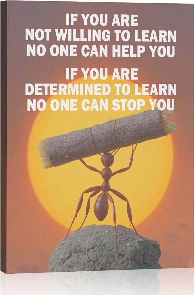 Ant Motivational Framed Canvas Wall Art, Inspirational Quote Decor Wall Painting, Positive Affirmation Poster Modern Decor for Home Living Room Bedroom Bathroom Office Laundry room, 11.4"x15"