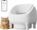WARCAT Litter Box – Electric Automatic Self-Cleaning, Open-Top Design, Smart APP Control, 15L Large Waste Bin, Easy Odor Control, Includes Trash Bags & Mat (White)