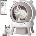 Self Cleaning Litter Box for Multiple Cats, Automatic Litter Box with APP Real-Time Monitor, Dual Safety Protection, Odor-Free Waste Disposal Includes Trash Bags, Pink