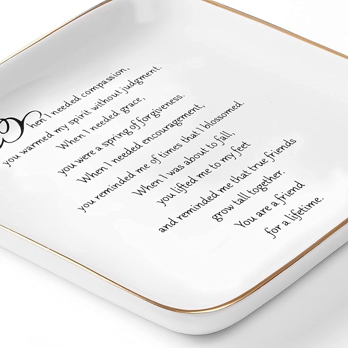 PUDDING CABIN Gift for Friend Ring Trinket Dish - You are a Friend for a Lifetime - Birthday Gifts for Women, Female, Her, BFF, Coworkers, Friendship, Moving Away Gifts