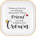 Friendship Gifts for Women Friends - "Straighten Your Crown" Ceramic Jewelry Dish, Best Friend Birthday Gifts for Women, Inspirational Bestie Gift Trinket Tray, Soul Sister Gift for Mothers Day