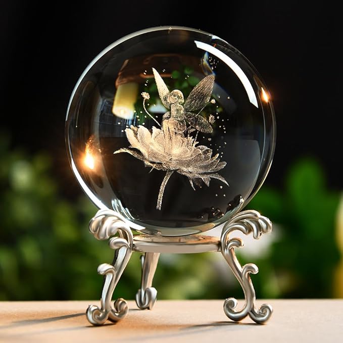 Fairy Gifts for Women 3D Fairy Gift for Her Girl Lovers Crystal Ball Globe Gifts for Wife Wedding Gift with Stand