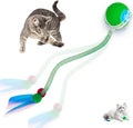 Interactive cat Toy cat Toys for Indoor Cats Agile Moving Cat Ball with Elastic Mesh Tail Automatic Kitten Toys Motion Activated Ball (Green)