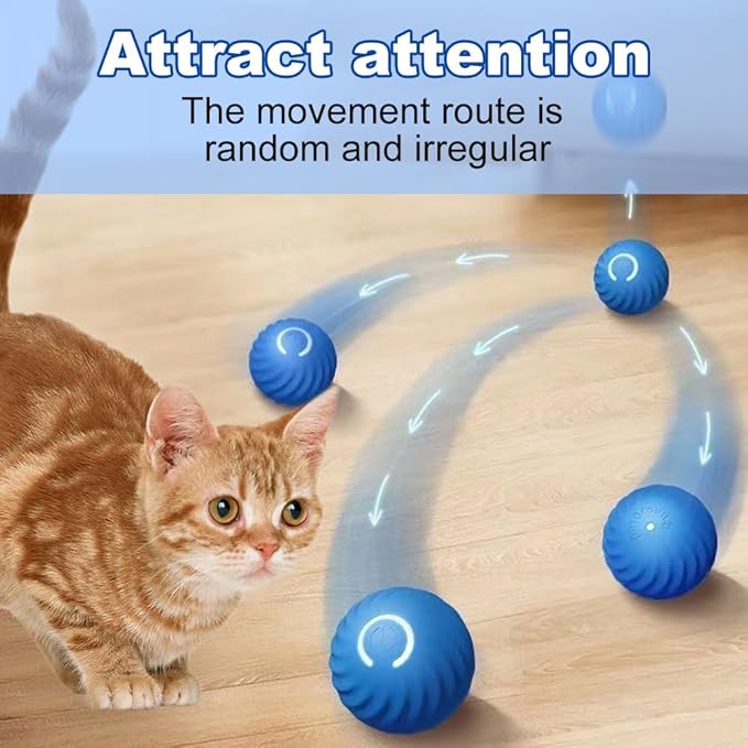 2025 New Interactive Cat Toys Ball Fast Rolling in Pouch, Hide and Seek Cats Toy, Automatic Kitten Toys Moving Ball, Rechargeable Cat Enrichment Toys for Bored Indoor Adult Cats (A)