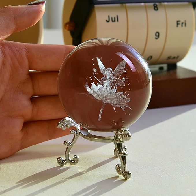 Fairy Gifts for Women 3D Fairy Gift for Her Girl Lovers Crystal Ball Globe Gifts for Wife Wedding Gift with Stand