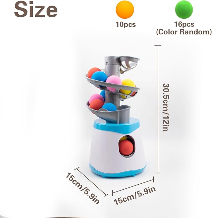 Automatic Cat Toy Ball Launcher with 16 EVA Bouncy Balls, Interactive Toys for Indoor Fetch Toy Machine for Playing Training