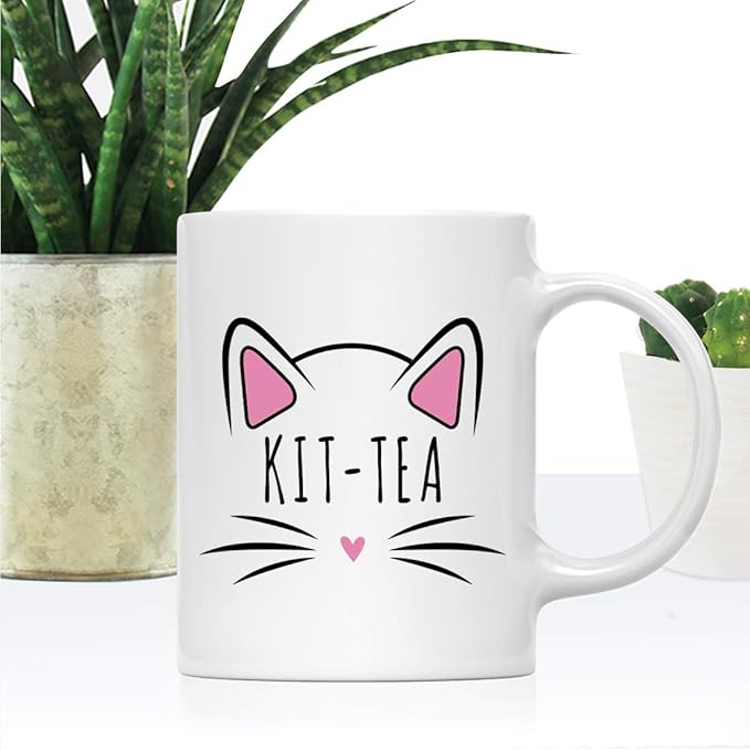 Andaz Press Funny Cat Lover 11oz. Ceramic Coffee Tea Mug, Kit-Tea, 1-Pack, for Cat Mom, Birthday Christmas Ideas, Includes Box